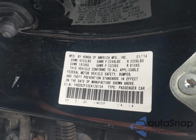 1HGCR2F30EA126104: 43025341