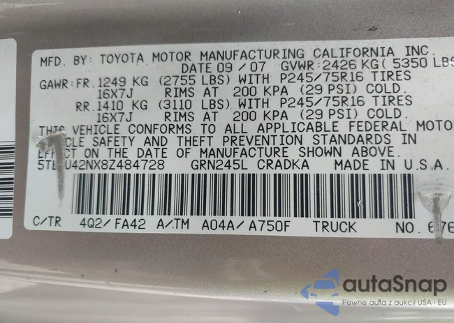 5TEUU42NX8Z484728: 43025409