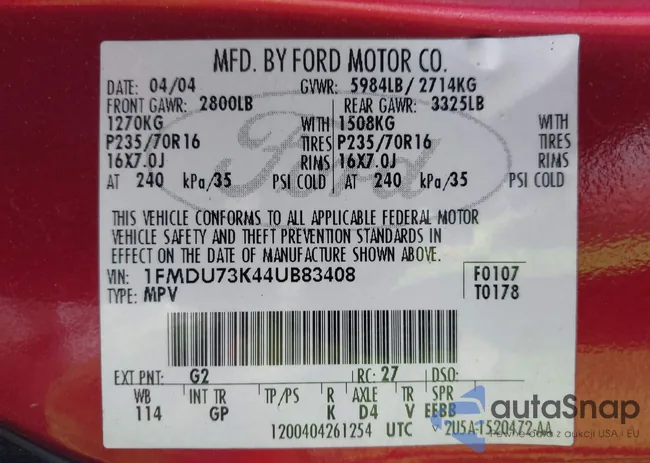 1FMDU73K44UB83408: 43025476