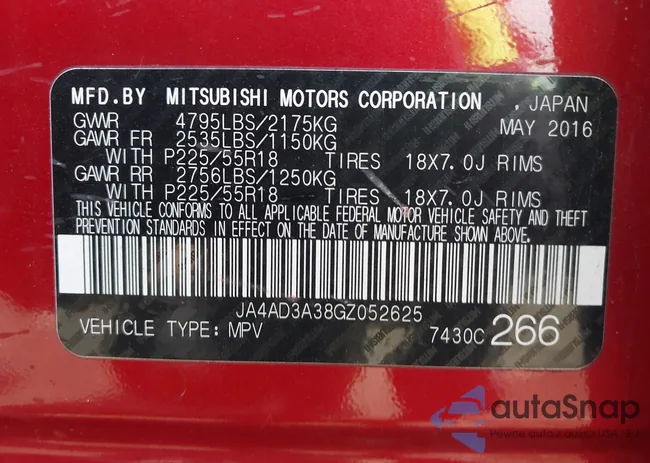 JA4AD3A38GZ052625: 43025486