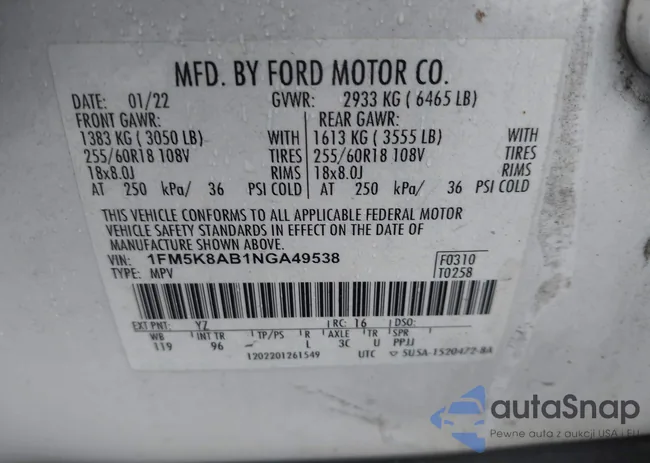 1FM5K8AB1NGA49538: 43025553