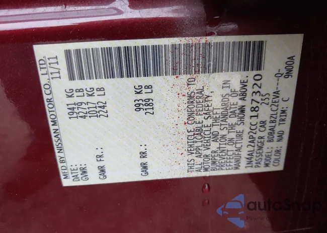 1N4AL2AP2CC187320: 43025610