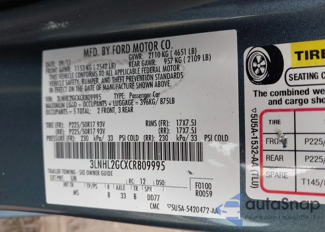 3LNHL2GCXCR809995: 43025050