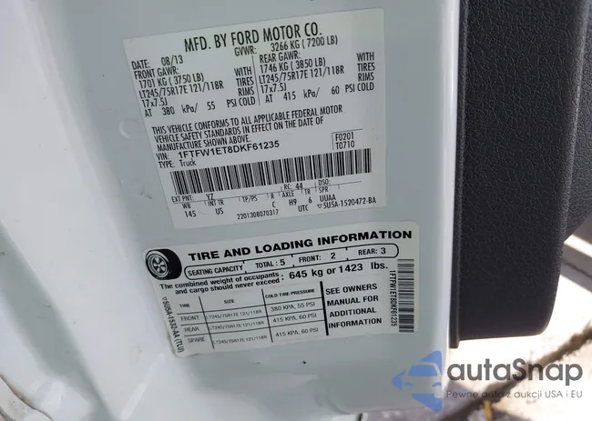 1FTFW1ET8DKF61235: 43025260