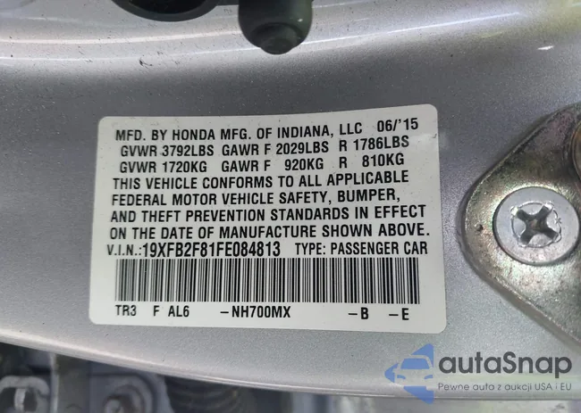 19XFB2F81FE084813: 43026301