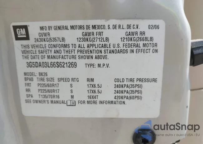 3G5DA03L66S621269: 43026402