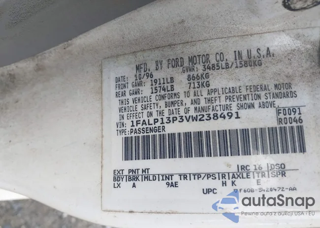 1FALP13P3VW238491: 43026476