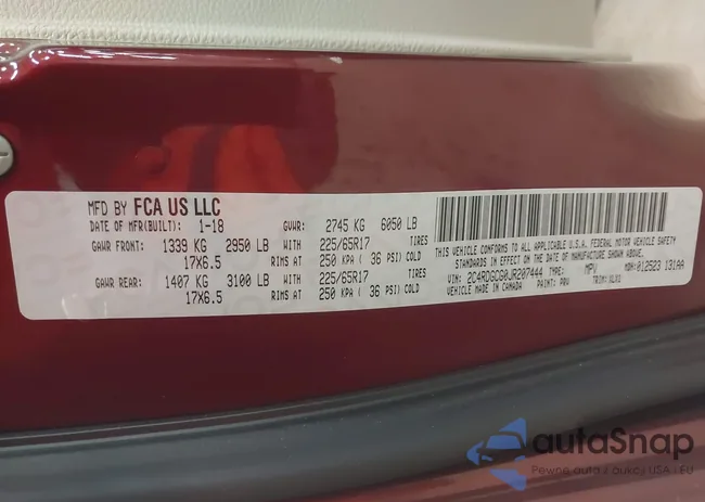 2C4RDGCG0JR207444: 43026563