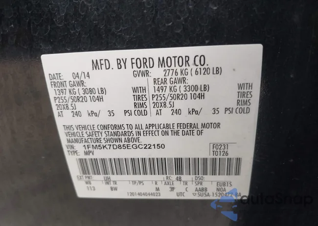 1FM5K7D85EGC22150: 43026628