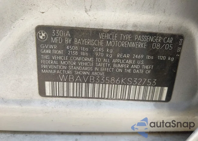 WBAVB33586KS32753: 43026654