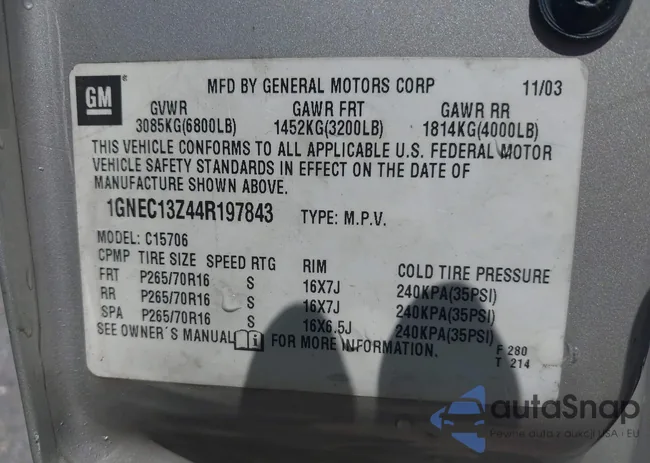 1GNEC13Z44R197843: 43026708