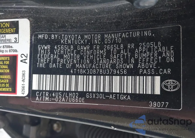 4T1BK3DB7BU379456: 43026750