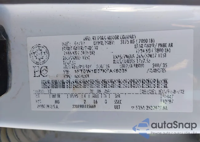 1FTEW1E57KFA46035: 43026816