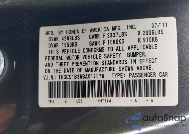 1HGCS1B36BA017078: 43026852