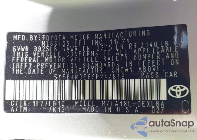 5YFB4MDE8SP247849: 43025891