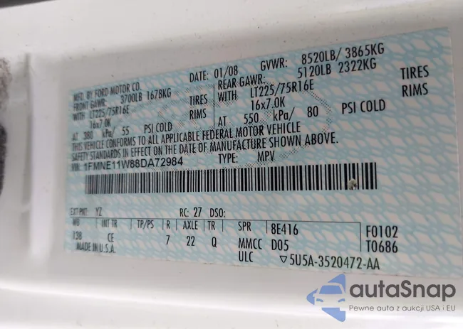 1FMNE11W88DA72984: 43025930