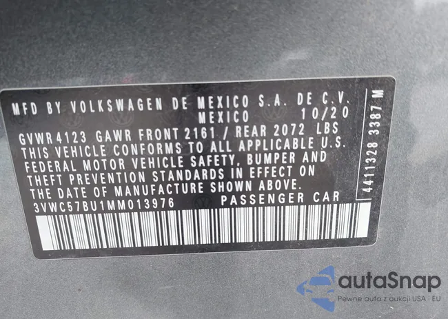 3VWC57BU1MM013976: 43025981