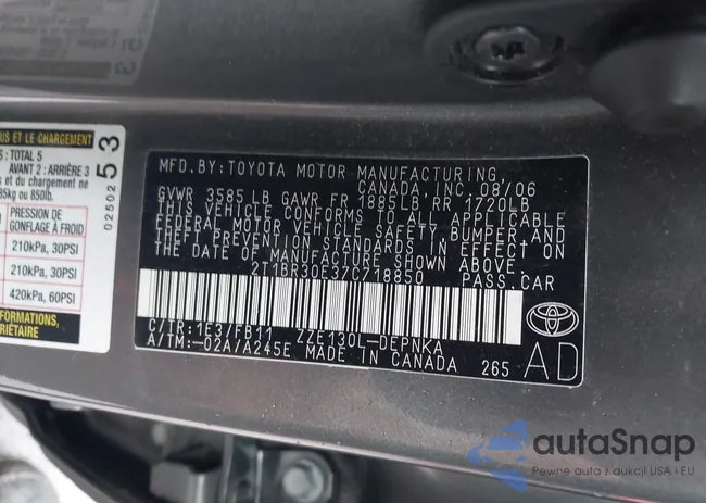 2T1BR30E37C718850: 43026045