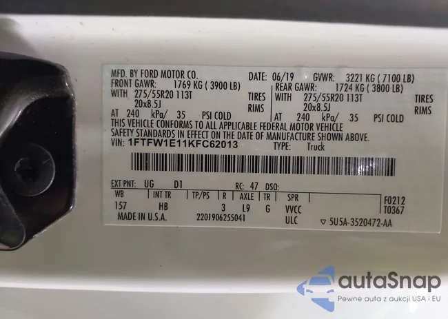 1FTFW1E11KFC62013: 43026197