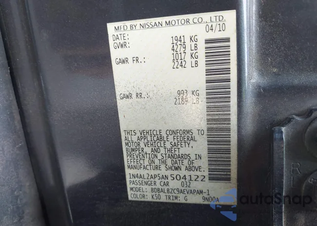 1N4AL2AP5AN504122: 43027363