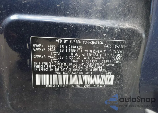 4S4BSAAC6J3206081: 43027427