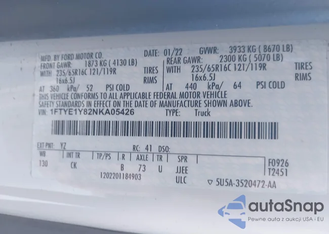 1FTYE1Y82NKA05426: 43027428