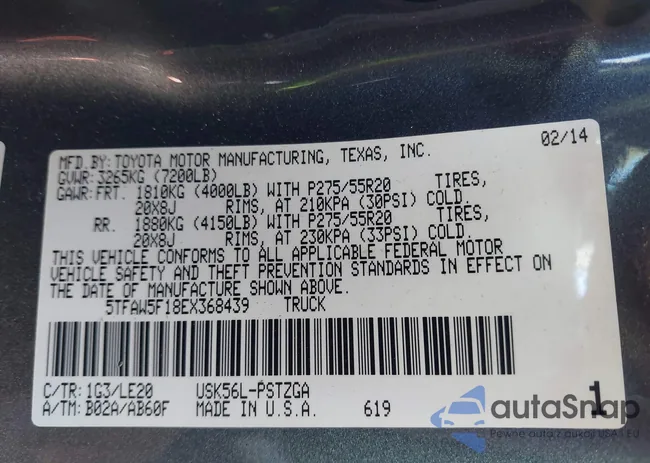 5TFAW5F18EX368439: 43027526