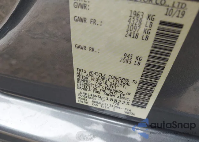 1N4BL4BV6LC188225: 43027699