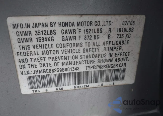 JHMGE88259S001343: 43027746