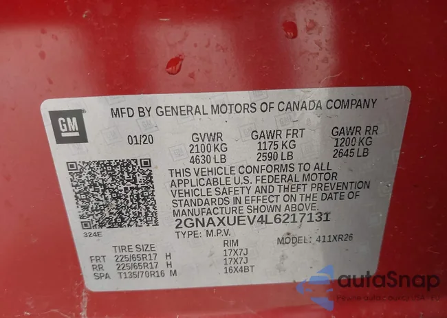 2GNAXUEV4L6217131: 43027852