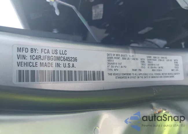 1C4RJFBG0MC645236: 43026963