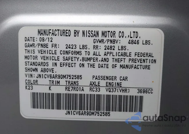 JN1CV6AR9DM752585: 43027262