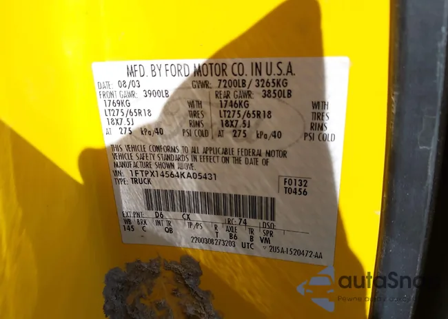 1FTPX14564KA05431: 43028290