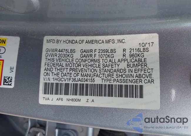 1HGCV1F36JA034155: 43028443