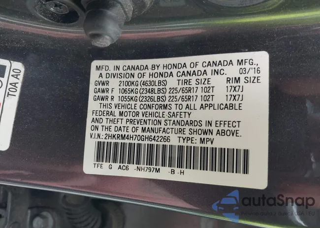 2HKRM4H70GH642266: 43028458