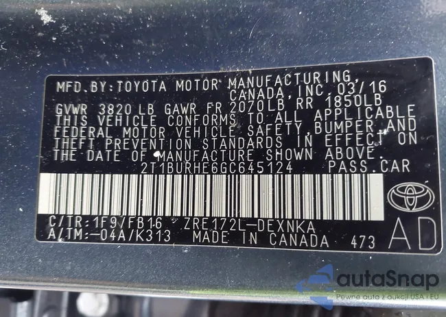 2T1BURHE6GC645124: 43028466