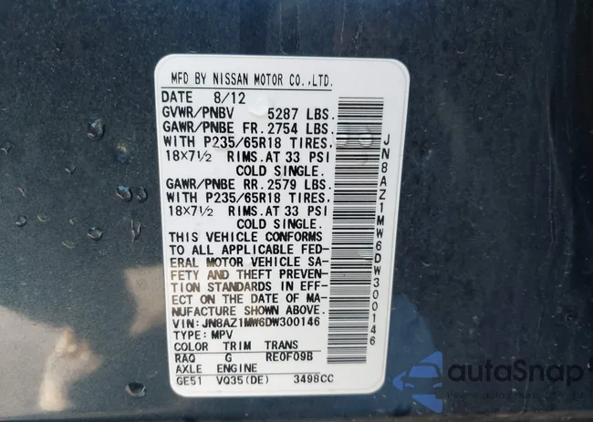 JN8AZ1MW6DW300146: 43028661