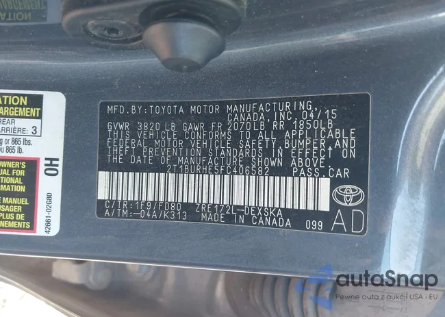 2T1BURHE5FC406582: 43028669