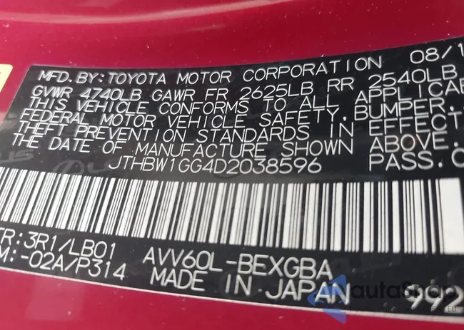 JTHBW1GG4D2038596: 43027954