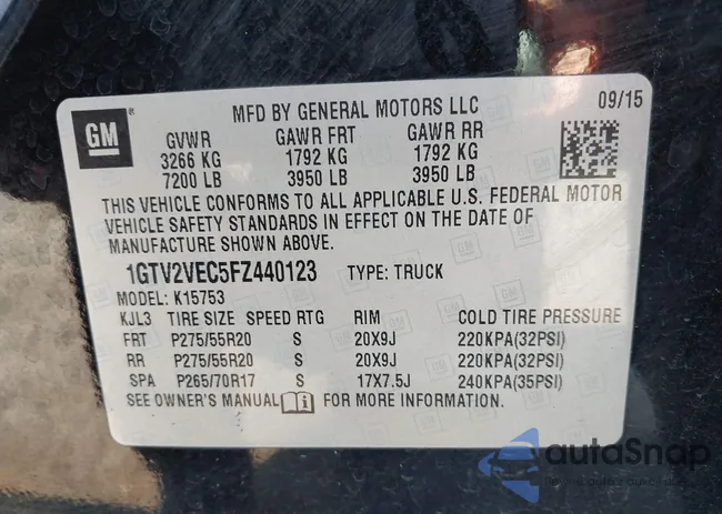 1GTV2VEC5FZ440123: 43028033