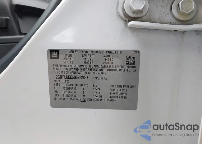 2GNFLCEK6D6282887: 43029347