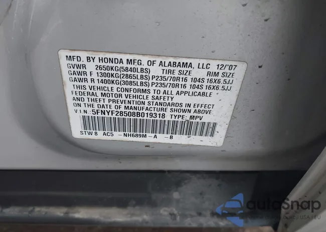 5FNYF28508B019318: 43029452