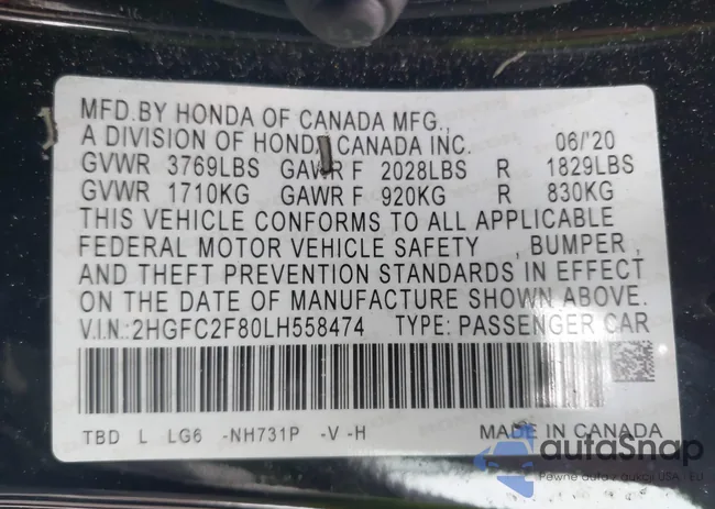 2HGFC2F80LH558474: 43029519