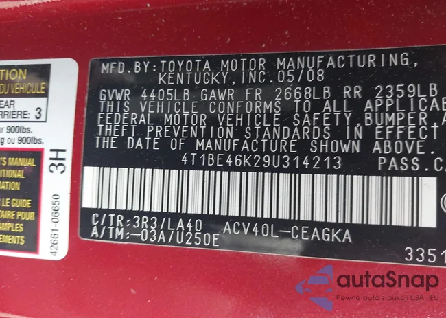 4T1BE46K29U314213: 43029681