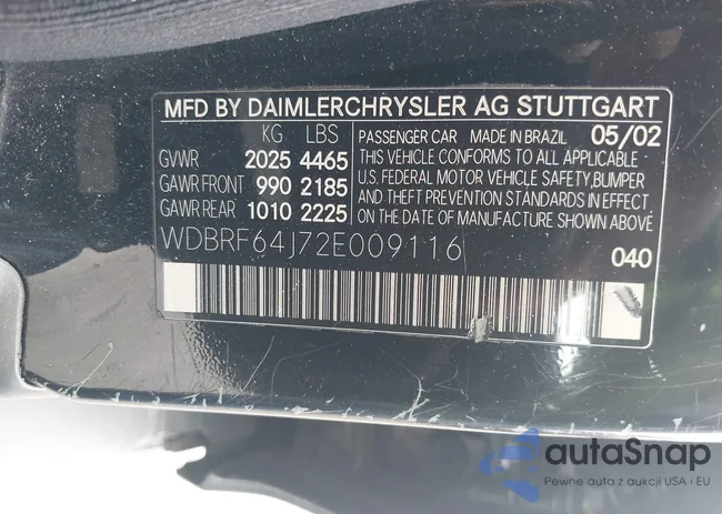 WDBRF64J72E009116: 43029859