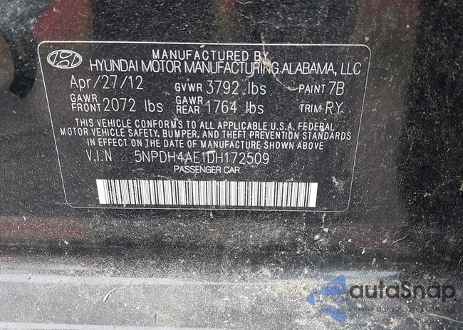 5NPDH4AE1DH172509: 43029012