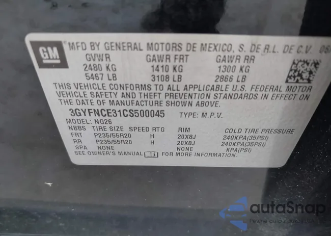 3GYFNCE31CS500045: 43029210