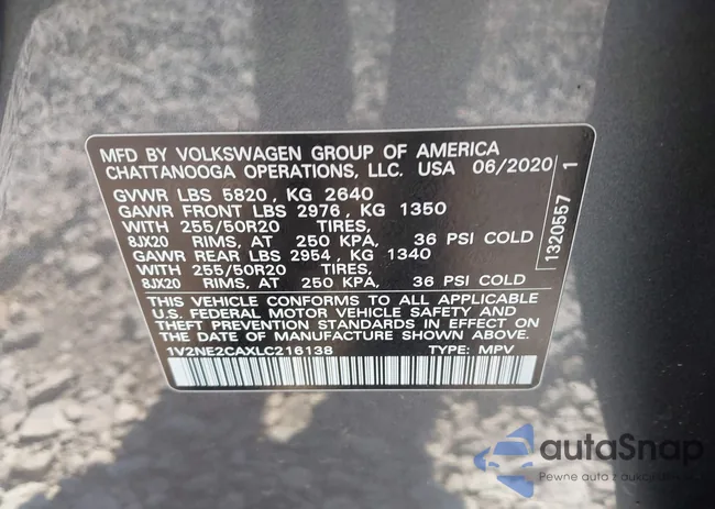 1V2NE2CAXLC216138: 43030406