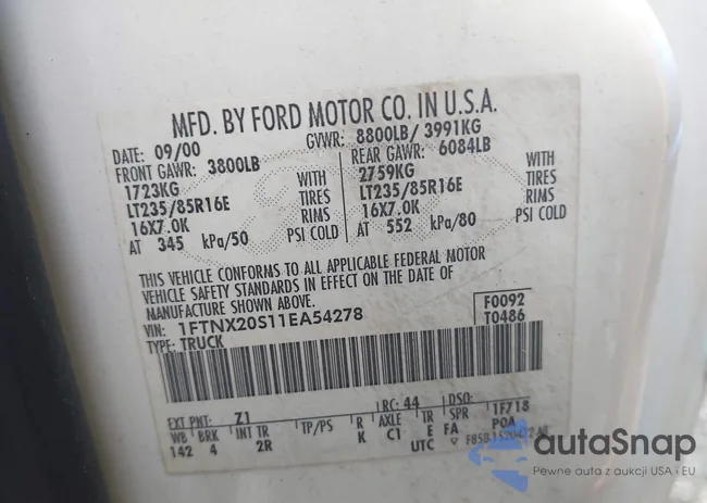 1FTNX20S11EA54278: 43030532