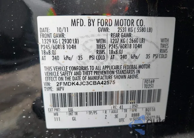 2FMDK4JC3CBA42575: 43030601